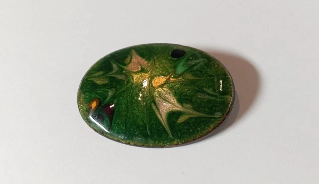 Broche Ancienne Art Déco En émaux Sur Cuivre - Motif Scorpion, Style Limoges, Occasion