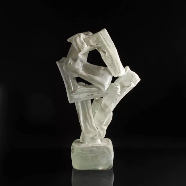 Murano Glas Skulptur Unikat Cenedese Ermanno Nason vetro a scavo "Stücke" weiß