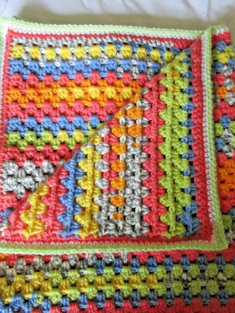 Handmade Crochet Rainbow blanket, car seat blanket, lap, pram, play, pet