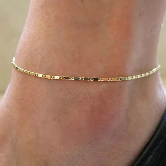 Lady Simple Gold Chain Anklet Ankle Bracelet Barefoot Sandal Beach Foot Jewelry~