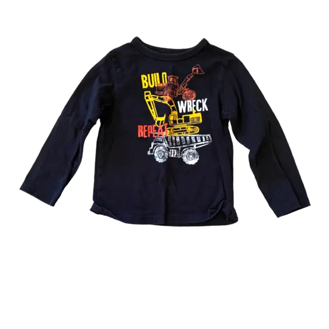 The Childrens Place Truck Shirt Build Wreck Repeat Dump Truck Black Yellow 2T