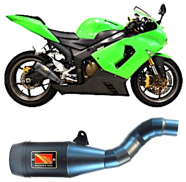 Competition Werkes GP Slip-On Exhaust BLACK  2005-06 Kawasaki ZX6R/RR - WK606BV