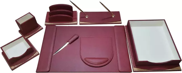 Organizer, Executive Office Desk Organizer, Burgundy and Gold (W1064)