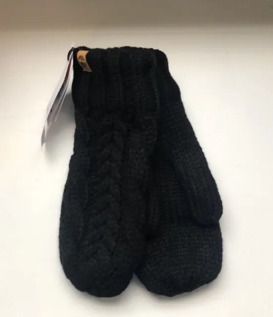 New Timberland Black Cable Knit Lined Women’s Mittens