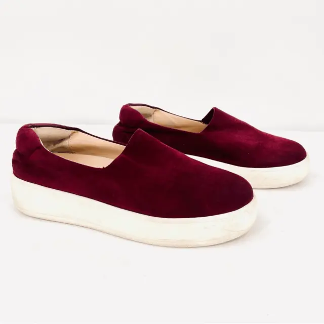 Steven Steve Madden Hilda Dark Red Velvet Platform Slip-on Sneakers Size 9.5