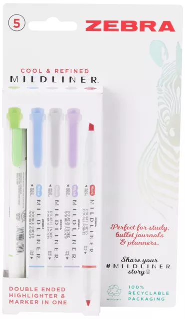 Zebra Pen MILDLINER Dual Tip Highlighter Pens, Pastel Highlighters Pens For Adul
