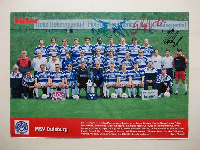 MANNSCHAFTSBILD MSV DUISBURG 1997/98 7 Autogramme Kicker Sonderheft EUR