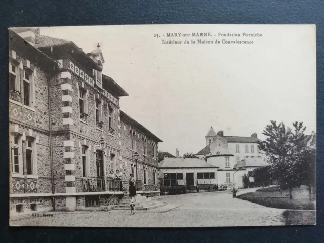 cpa 77 - MARY sur MARNE BORNICHE FOUNDATION Maison Convalescence Jacquard stamp