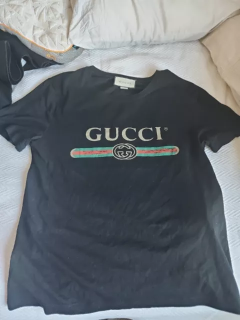 Oversize washed T-shirt with Gucci logo