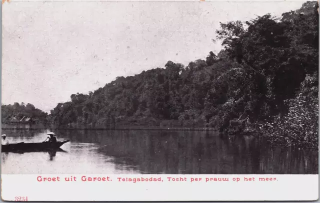 Indonesia Groet uit Garut West-Java Telaga Bodas Tocht per Prauw Postcard C111