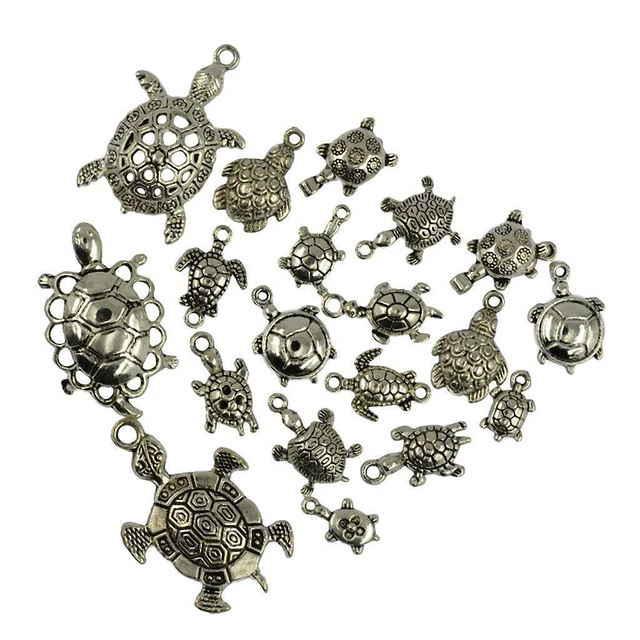 20 Stück Tibetan Silber Sortiert  Turtle Tortoise Charms Anhänger
