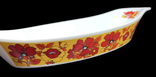 Vintage Capri Flowered Baking Dish Retro Wildflowers Yellow & Red Ceramic 12.5”