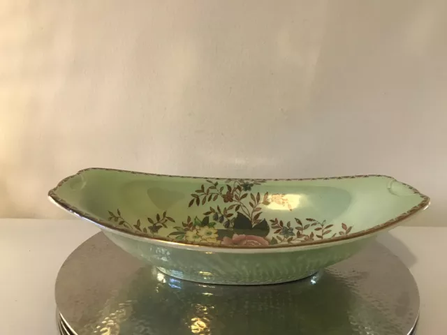 Maling Green Lustre Rosalind Oval Bowl - c1930s Hand Painted