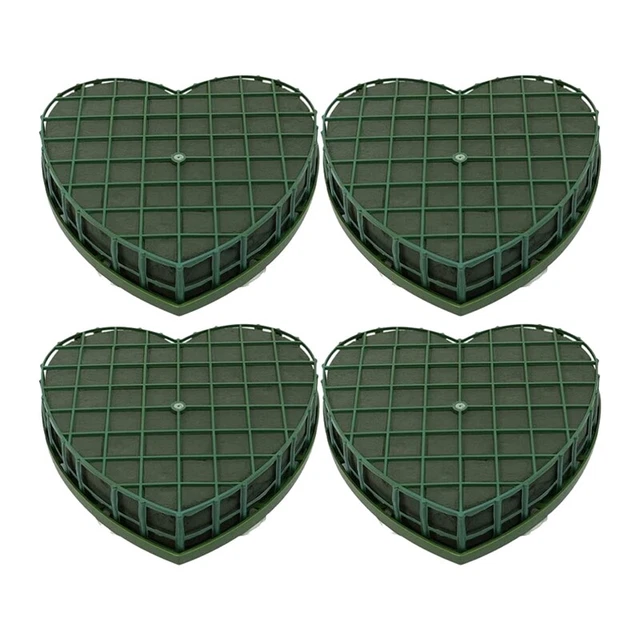 4Pcs Heart-Shape Floral Foam Blocks Green Flower Clay Heart Shaped Floral B K7C7