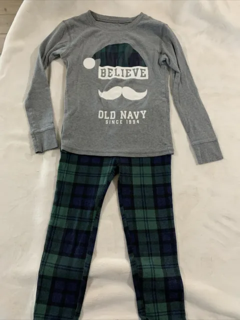 Old Navy, Boys Santa Believe Graphic Snug Fit Pajama Set Size 8(M)