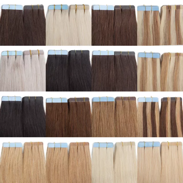 Invisible Tape in 100% Remy Human Hair Extensions Skin Weft Balayage Ombre US