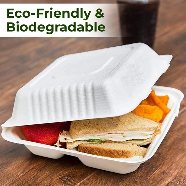 200 PACK CLAMSHELL Take Out Food Containers, 100% Compostable ...