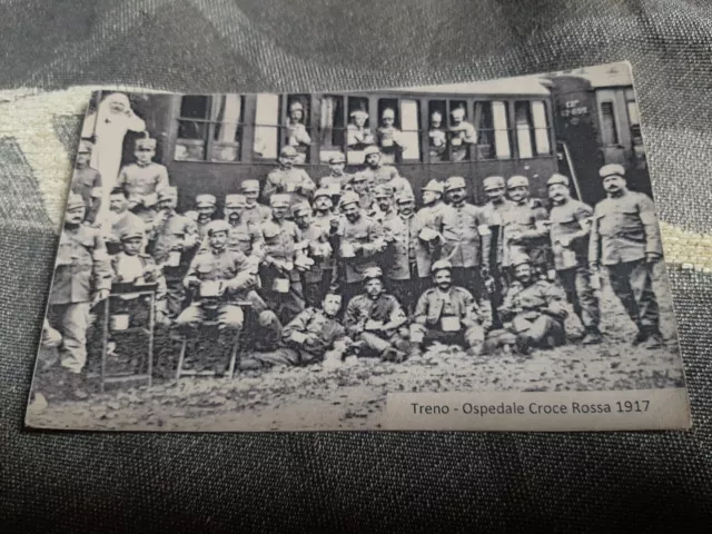 Cartolina Treno Ospedale Croce Rossa 1917