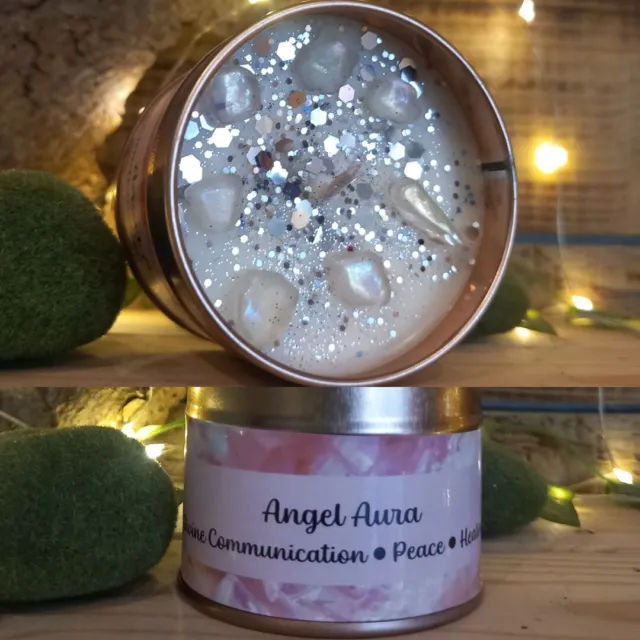 Angel Aura Handmade Crystal Candle Gemstone Sweet Scent Healing Soy Wax