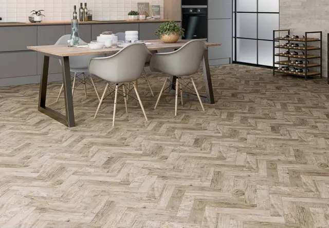 Wood Effect Parquet Porcelain Floor & Wall Tiles, Beige - Clearance
