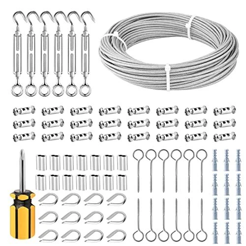 1/8" Turnbuckle Wire Tensioner Kit with 100ft 304 Stainless Steel Coated Cabl...