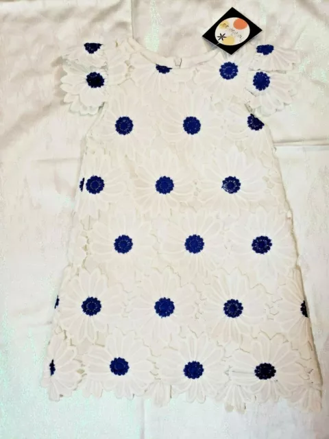 Robe bleue et dentelle Halabaloo marguerite bébé tout-petit filles ivoire de Pâques 4t 2