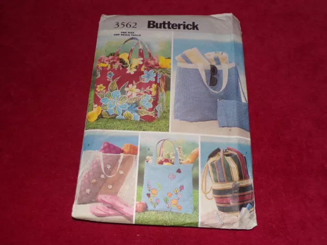 🦋 Butterick #3562 - Cute Beach Bags - Grocery Tote - Purse - Bag Pattern  Ff