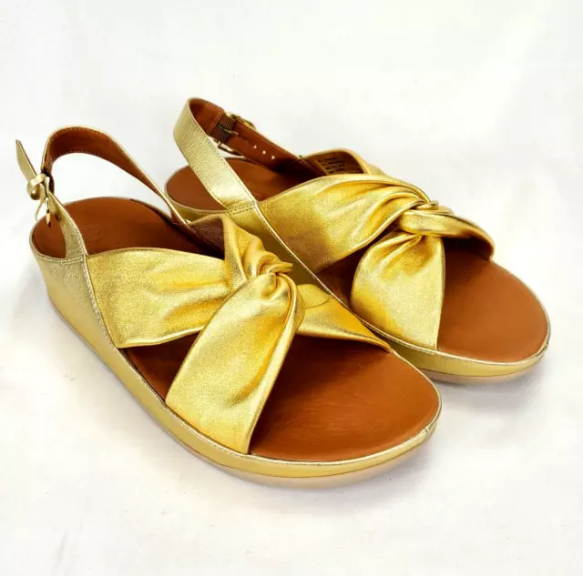 FITFLOP Twiss Artisan Gold Womens Size 9 Wobbleboard Slingback Sandals