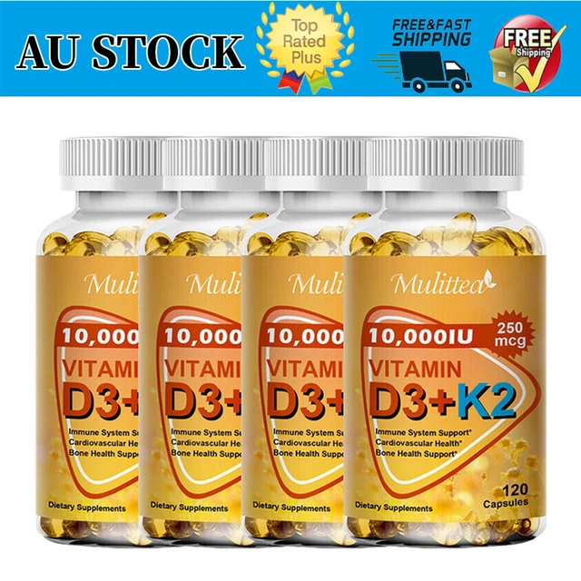 Vitamin D3 10000 IU With K2-MK7 Vitamin Supplement Support Immune & Bone Health