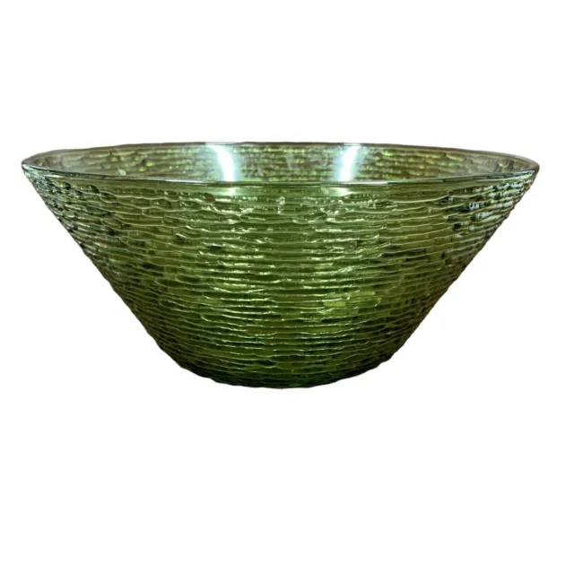 Anchor Hocking Bowl Large Green Vintage Textured Bowl For Salad ,Chips, Pasta