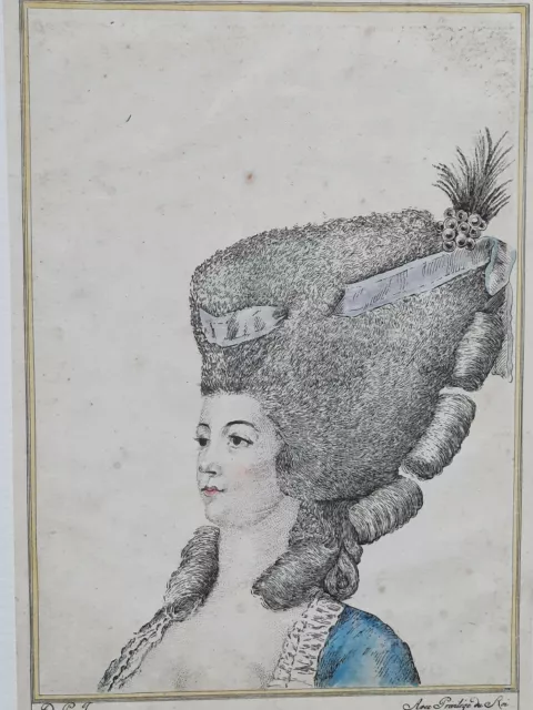 Depain COIFFURE DAME Gravure EAU FORTE Chapuy MODE Coiffeur Femme DUPIN 1777