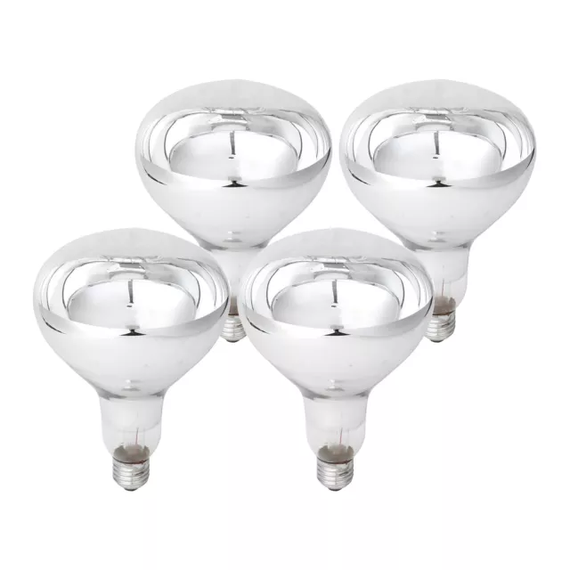 4 x Bathroom Instant Heat Lamp Globe 240V E27 275W Clear R125 Infrared Reflector
