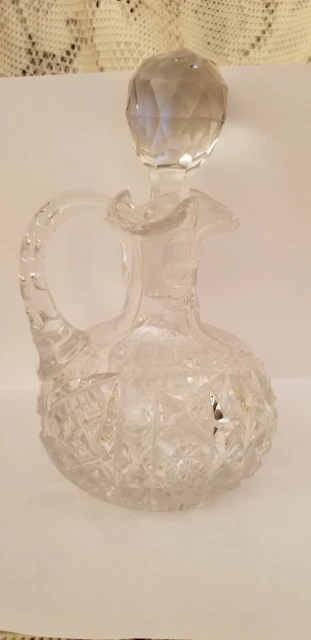 Antique Hawkes American Brilliant Cut Glass Cruet Bottle Signed