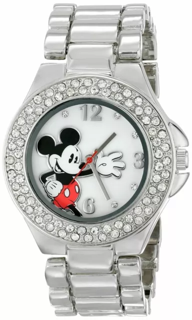 Disney Women's MK2070 Mickey Mouse Mother-of-Pearl Dial Silver-Tone NEW w/BOX