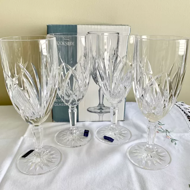 Marquis by Waterford Brookside Clear Crystal Iced Beverage Glasses Set of 4 NIB