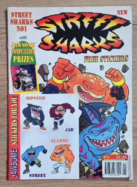 Street Sharks Comic #1 Mit Kostenlosen Geschenkaufklebern Sehr Selten Uk Comic Original 1996