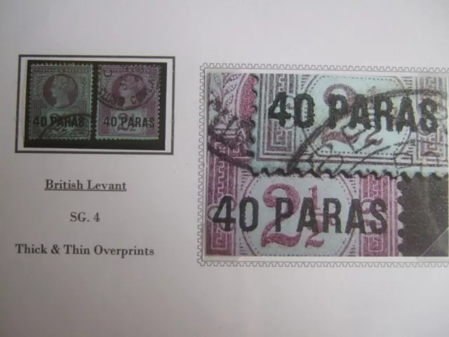 💥Vfu British Levant Q. Vic Thick & Thin 40 Paras Overprint Variety - Sg. 4💥