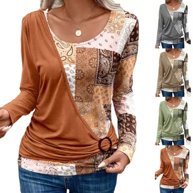 Pull-shirt femme en tricot printemps avec épissage et motif imprimé