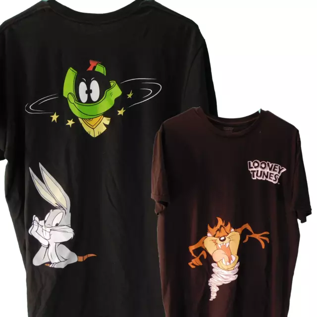 LOONEY TUNES T-SHIRT Size Large Tasmanian Devil Bugs Bunny and Marvin ...
