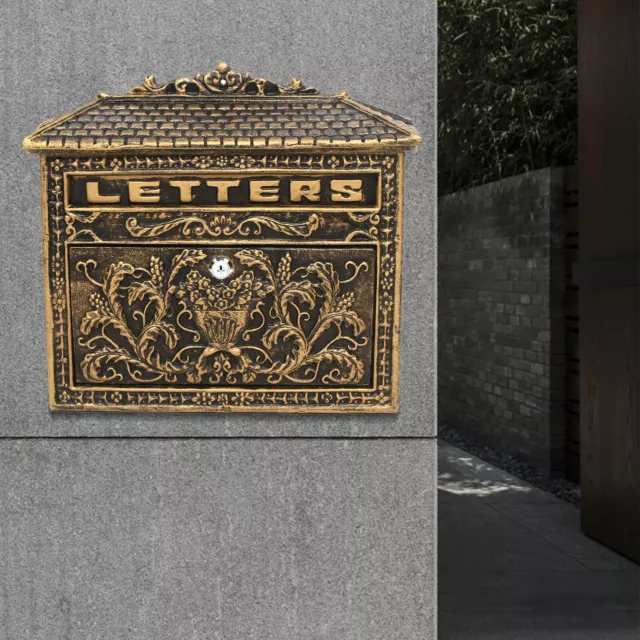 Vintage Cast Iron Wall Mounted Mail Letter Post Box Outdoor Lockable Mailbox HOT