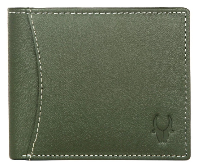 Nuevo Hombres Verde Color Cuero Plegable Cartera