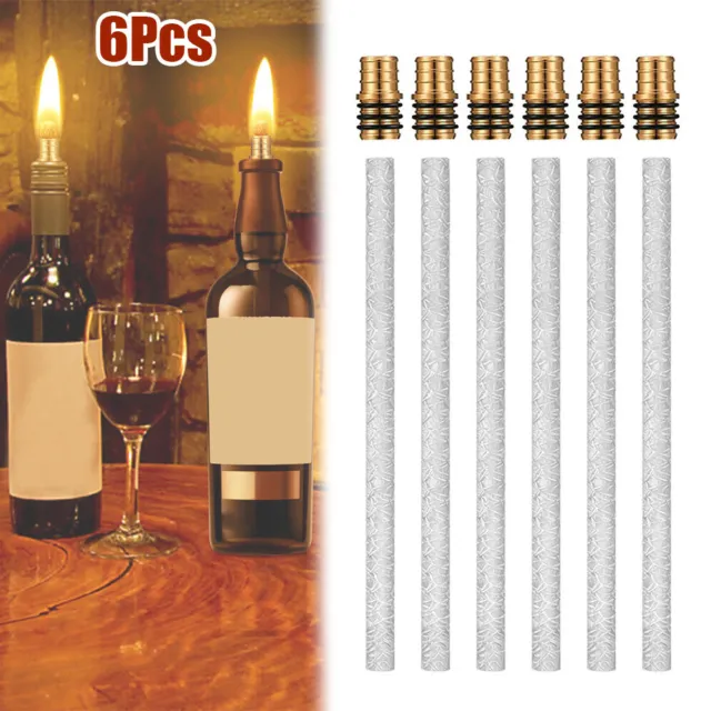 Wine Bottle Torch Kit Includes 6 Piece Brass Wick Holders with Gaskets