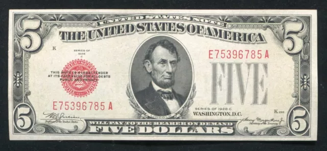 Fr. 1528 1928-C $5 Red Seal Legal Tender United States Note Gem Uncirculated