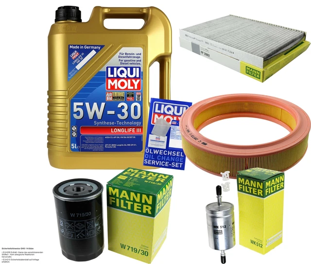 KAMOKA Inspektionspaket Liqui Moly Longlife 3 5W-30 7L Für Subaru Forester 2.0