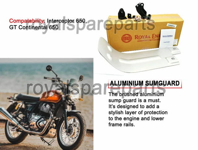 AEspares Black Large Sumpguard Compatible with Royal Enfield GT AEspares Black Large Sumpguard Compatible with Royal Enfield GT