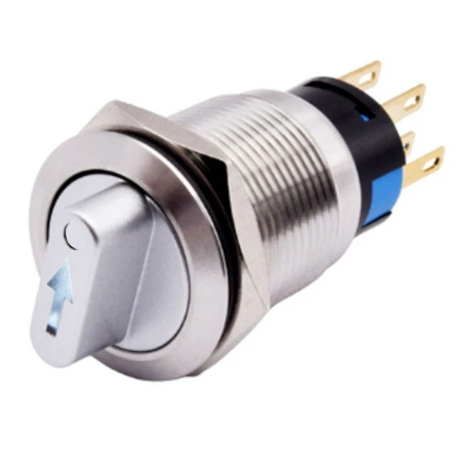 Interruttore rotante acciaio inox grado industriale 19 mm 2 posizione 1NO 1NC