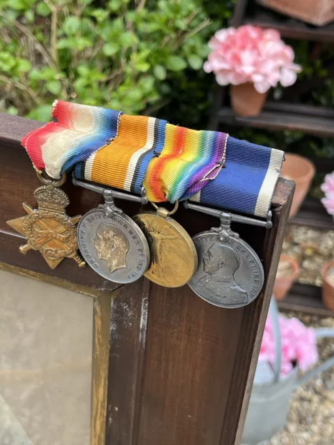 WW1 Medals With Framed Photo Of Uniformed Soldier, Long Service, A.B.R.N