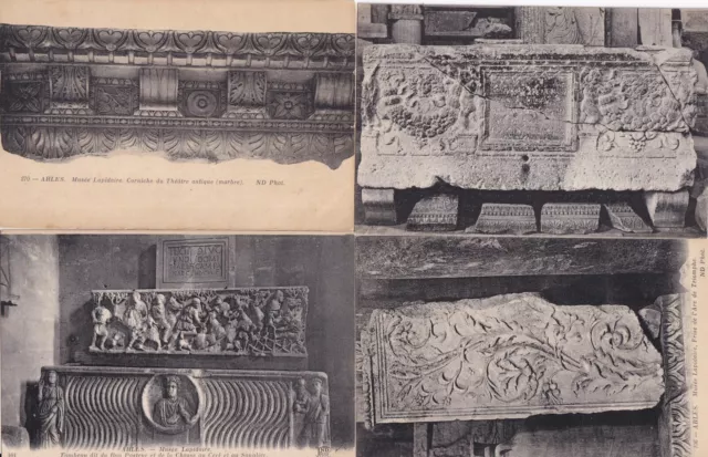 Lot de 4 cartes postales ancienne old postcards ARLES PROVENCE musée lapidaire