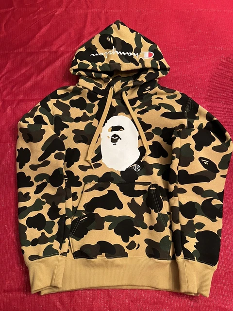 BAPE CHAMPION 1ST Camo Pullover Hoodie Size Small WORN ONCE 2018 A
