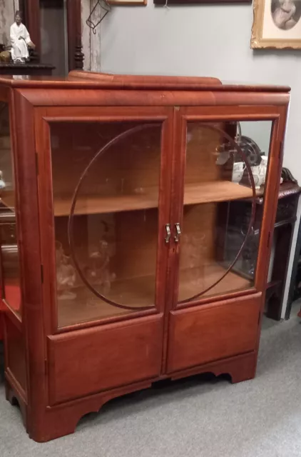 Art Deco Solid Walnut Display China Cabinet Sideboard 1920s